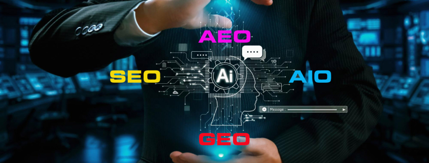 AEO vs GEO AI SEO overview by Bemo Design showing how to rank in Google and AI answers