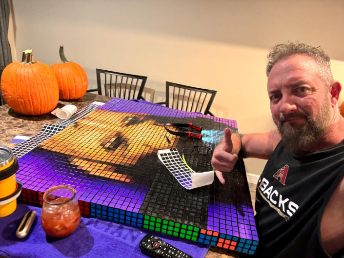 Prince Rubik’s Cube mosaic art handcrafted by Brian Bemo of Bemo Design