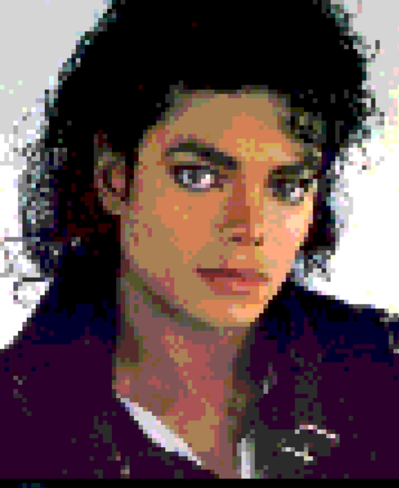 Michael Jackson portrait recreated as a large-scale Rubik’s Cube mosaic wall artwork using full-size cubes and custom color detailing