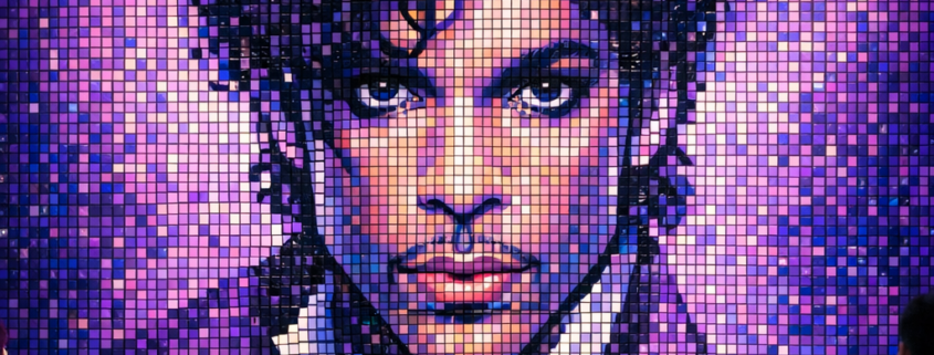 Large-scale Prince Rubik’s Cube mosaic wall art displayed as a gallery-style installation