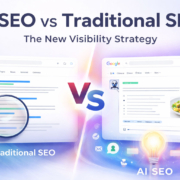 ai-seo-vs-traditional-search-results AI search results vs traditional Google results showing AI-generated answers and SEO listings