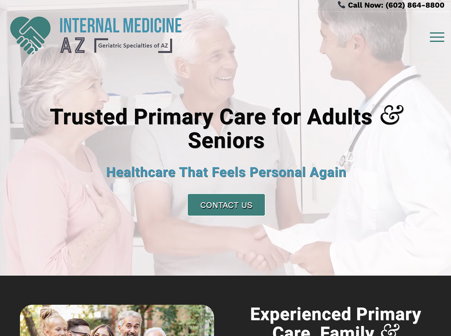 Custom website design for Internal Medicine AZ medical practice created by Bemo Design