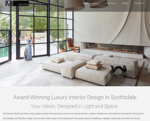 interior design website for IMI Design Studio in Scottsdale created by Bemo Design