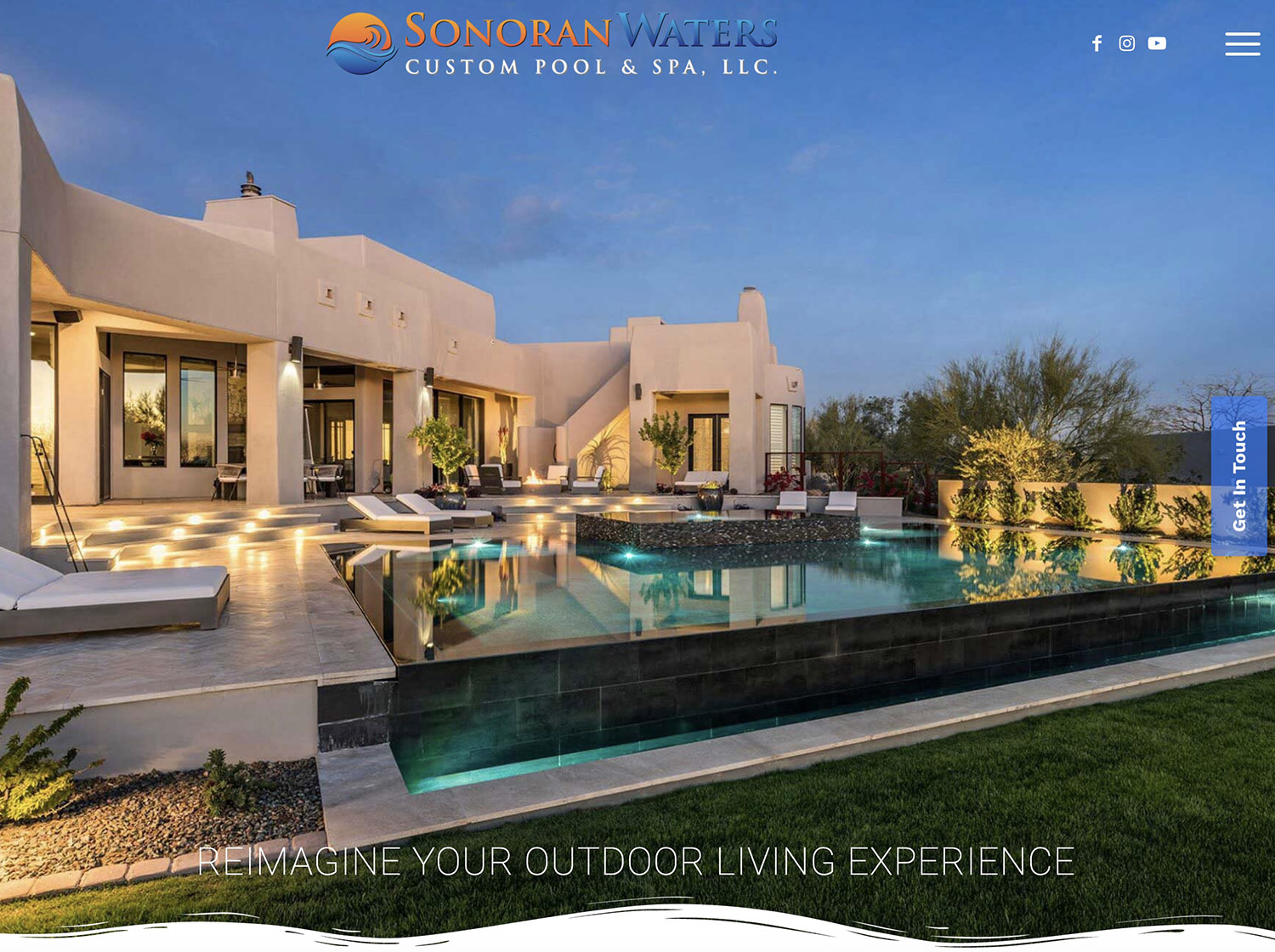 Luxury pool builder website designed by Bemo Design for Sonoran Waters in Scottsdale, AZ