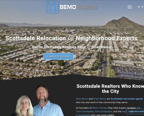Real estate website designed by Bemo Design for Bemo Homes in Scottsdale, Arizona