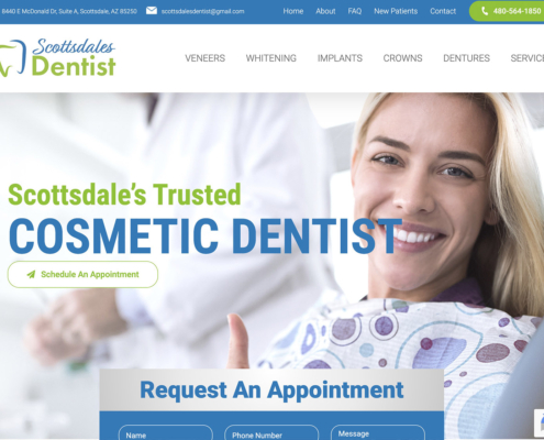 Custom cosmetic dentist website design in Scottsdale created by Bemo Design