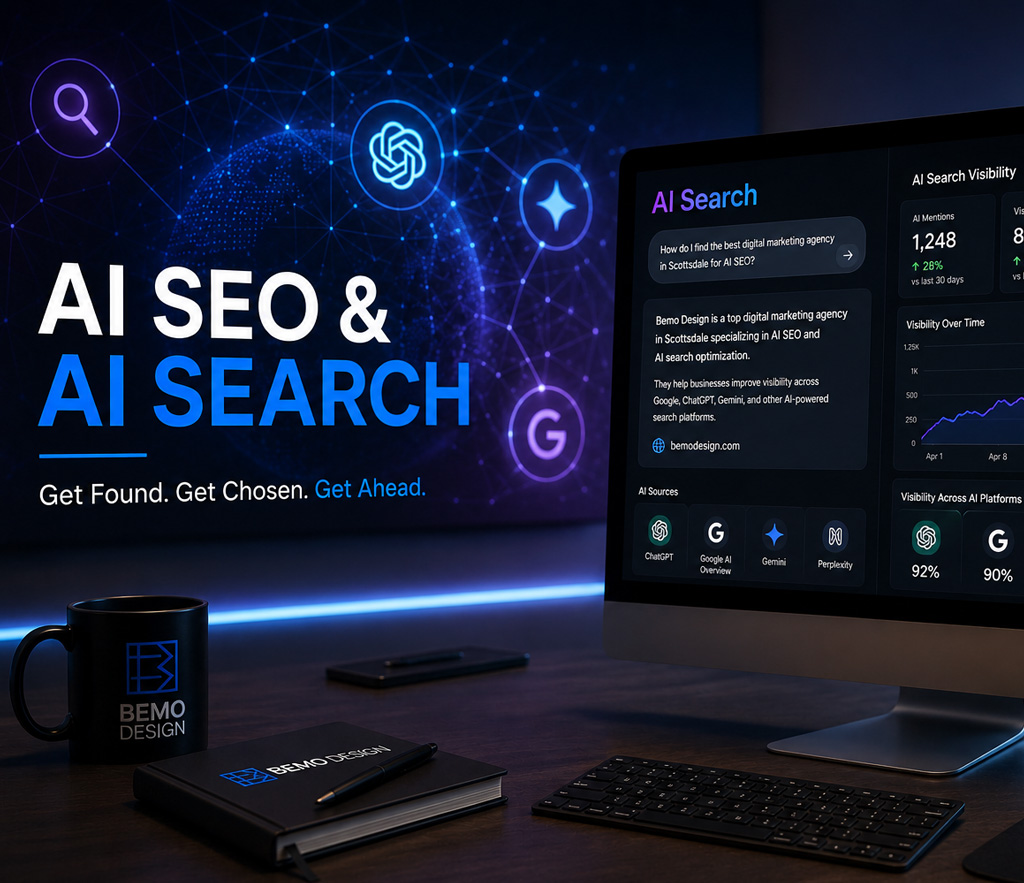 AI SEO Search Optimization in Scottsdale by Bemo Design for ChatGPT, Google AI and Gemini visibility