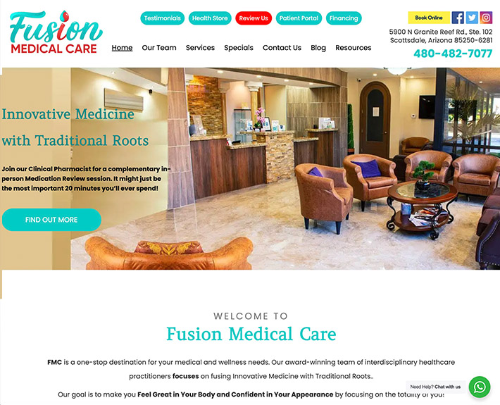 Fusion Medical Care Scottsdale medical website design by Bemo Design