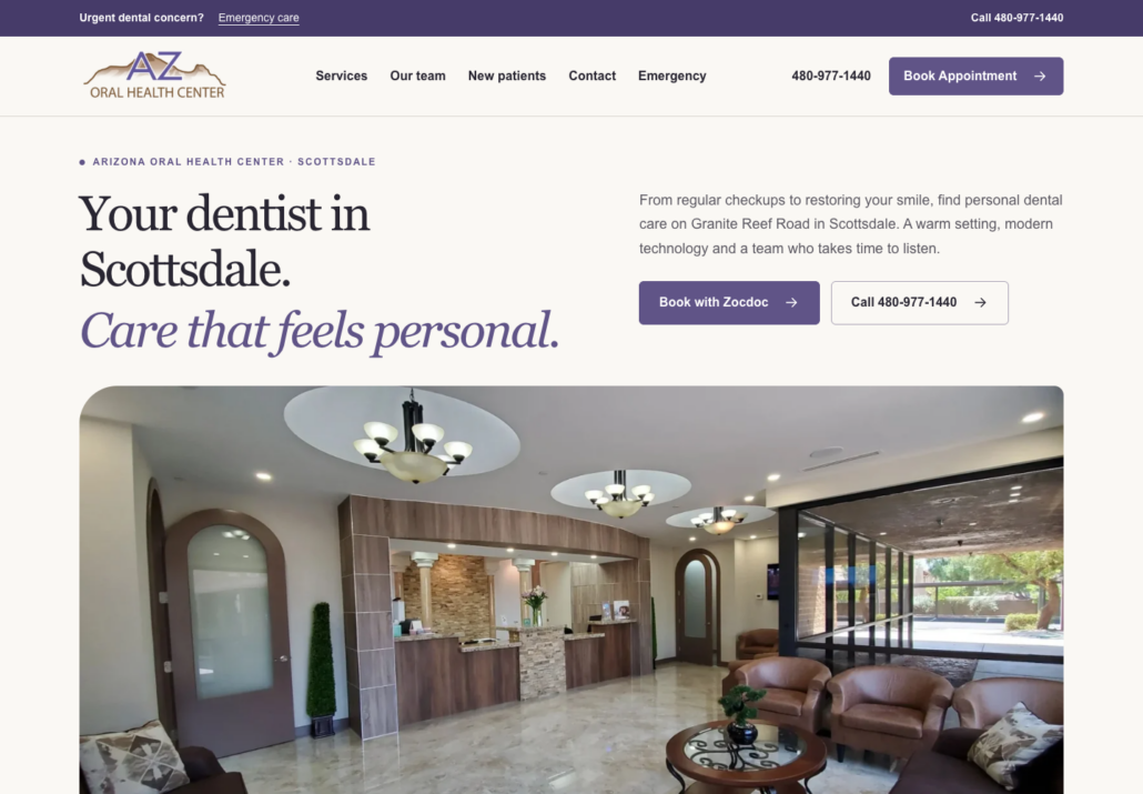 Arizona Oral Health Center website preview